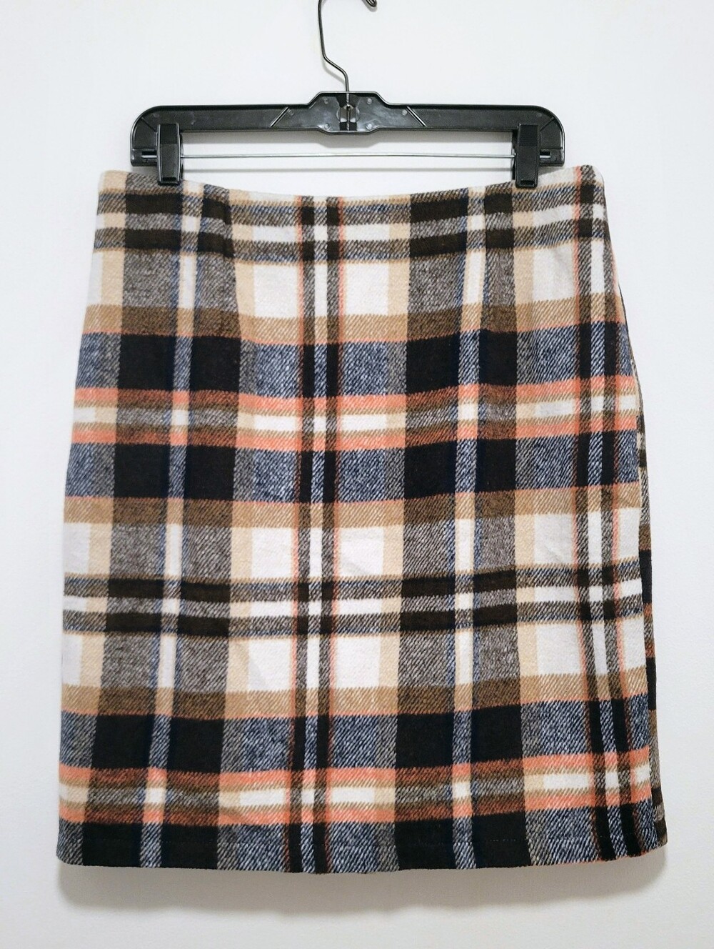 Plaid High Waisted Wool Blend Mini Skirt Preppy Women's L